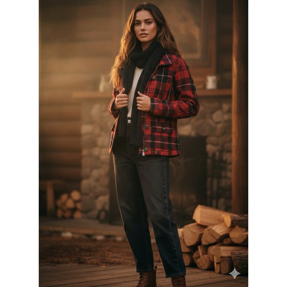 Abercrombie & Fitch Buffalo Check Plaid Wool Blend Chore jacket S Y2K Lumberjack